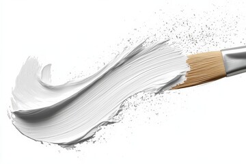 Aufkleber - Brush strokes create a smooth white texture on a blank surface for artistic expression during the painting process