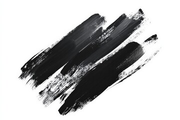 Aufkleber - Dynamic black brush strokes creating a striking abstract art composition on white canvas in contemporary style
