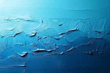 Poster - Abstract representation of ocean waves with varied blue tones in a textured horizontal composition