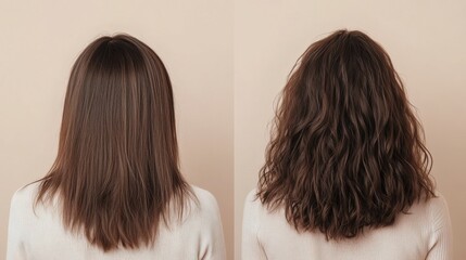 Poster - Comparison of thin hair and thick hair shows striking difference in volume and texture. Generative AI