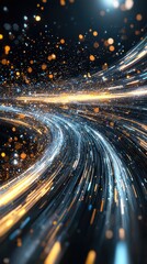 Fototapete - Dynamic flow of digital data streams abstract space digital art cosmic environment aerial view colorful particles visualization