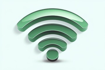 Poster - A 3D rendering of a green Wi-Fi symbol, representing wireless internet connection.