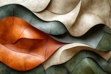 Poster - Abstract mural with flowing curves and colors in modern interior design space