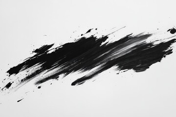 Poster - Abstract black paint stroke on white canvas showcasing artistic expression and creativity