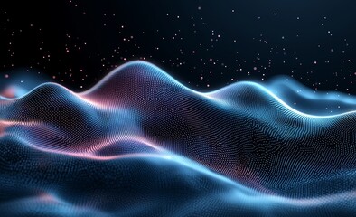 Poster - blue background with a digital pixel pattern.