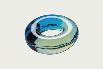 Aufkleber - A translucent blue and green glass torus, elegantly shaped and illuminated,  a captivating object.