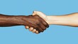 © schmidt - In an office setting, business professionals shake hands to finalize a deal, symbolizing a contract, partnership, job promotion, and teamwork, as well as extending a warm welcome and fostering B2B