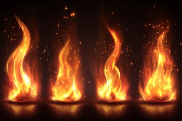 Poster - Flames dancing in dark background create mesmerizing visual display of warmth and energy