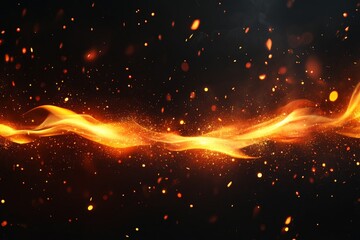 Leinwandbilder - Vibrant flames dance gracefully across a dark background, illuminating the surroundings with a warm glow