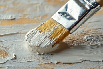 Aufkleber - Brush strokes create texture on a surface in an artist's workspace filled with creativity and focus