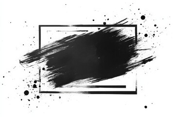 Leinwandbilder - Abstract black and white artwork featuring bold brush strokes and splatters on a clean background