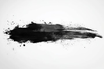 Aufkleber - Black paint splash creates a dynamic texture on a white canvas, showcasing artistic expression and creativity in a minimal style
