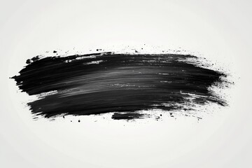 Poster - Artistic black paint stroke on a white canvas creates a bold and striking contrast for creative projects or design purposes