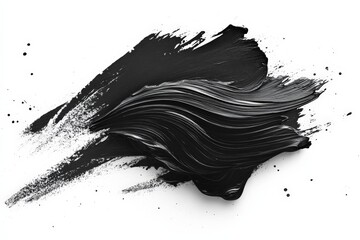 Poster - Dynamic black paint stroke on white background captures artistic expression and creativity in modern design