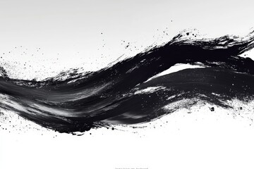 Poster - Bold black brush strokes create dynamic texture on a minimalist white background