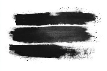 Leinwandbilder - Dark brush strokes on a white canvas with varied textures and widths showcasing artistic expression and technique