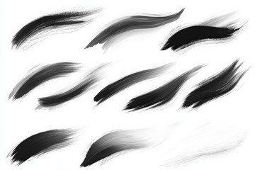 Poster - Abstract black and white brush strokes on textured paper showcasing artistic expression and creativity