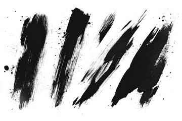 Leinwandbilder - Black abstract brush strokes creating a dynamic texture for artistic backgrounds and designs