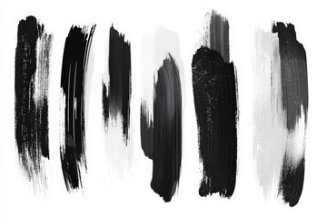 Aufkleber - Abstract black and white brush strokes create a dynamic texture on a white canvas during a creative art session