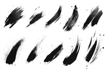 Leinwandbilder - Collection of dynamic black brush strokes suitable for various design projects and artistic applications