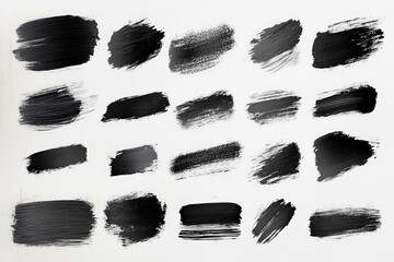 Poster - Various black paint strokes displayed on white canvas showcasing texture and technique in modern art