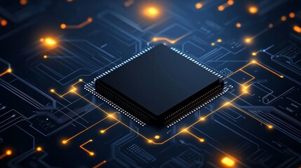 Poster - Electronic Circuit Board, Glowing Paths, Modern Technology, Digital Connectivity, Innovation Concept
