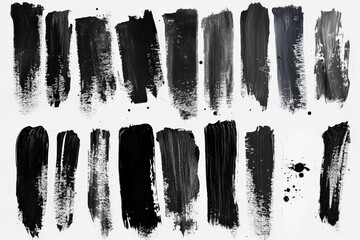 Poster - Various black paint strokes showcase texture and depth in an artistic display