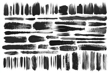 Aufkleber - Collection of brush strokes in varying styles and thicknesses for artistic projects and design work