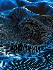 Poster - An abstract background with waving particles, where dots move in a flowing pattern, suitable for hi-tech and big data themes.