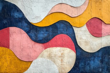 Aufkleber - Colorful abstract mural featuring flowing shapes and vibrant colors in urban setting