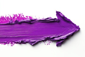 Poster - Vibrant purple paint arrow symbolizing creativity and direction on a white canvas background