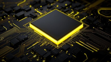 Poster - A technology background with a futuristic design, colored in yellow and black rectangles.