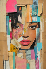 Poster - Minimalistic mixed media collage combining textured paper scraps with vibrant cutouts