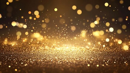 Aufkleber - Romantic warm glitter lights with golden tones, vintage bokeh effect