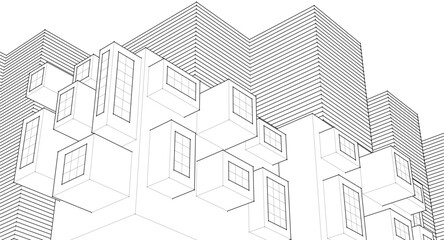 Poster - abstract modern architecture 3d illustration
