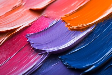 Aufkleber - Colorful paint strokes creating an abstract texture with vibrant hues in a creative workspace