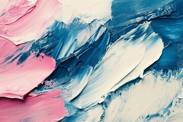 Poster - Abstract texture with pink and blue paint strokes on canvas reflecting creativity and dynamic energy