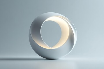 Poster - Modern minimalist sculpture with soft lighting showcasing fluid design in a contemporary space