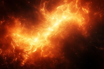 Poster - Fiery celestial clouds illuminate the depths of space in a dynamic cosmic formation
