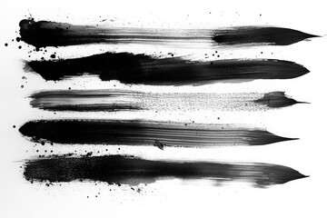 Poster - Abstract black paint strokes on white canvas create an artistic expression of motion and texture