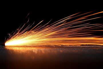 Aufkleber - Sparks fly during metalworking process in a dark workshop showcasing skillful craftsmanship