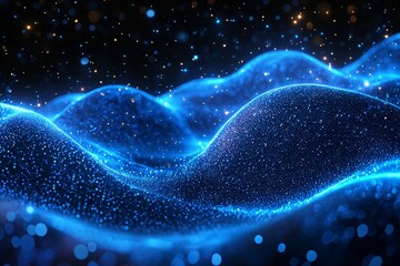 Poster - digital technology swiftly connects against a blue-green backdrop, blending cyber nano information a