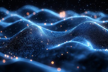 Poster - Swift connections facilitated by digital technology are emphasized on a blue-green background, juxtaposed with cyber nano information and abstract communication, showcasing innovation in future tech