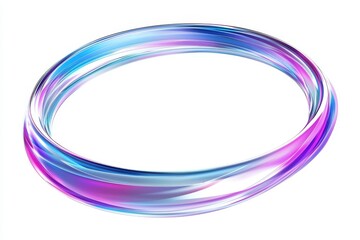 Poster - Isolated on a white background, abstract wavy lines in shades of blue and purple evoke a sense of modern design or technology. 3D Rendering