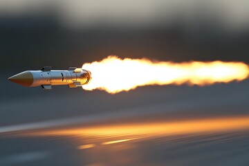 Aufkleber - Rocket launches with powerful flames at dusk, showcasing advanced propulsion technology and engineering precision