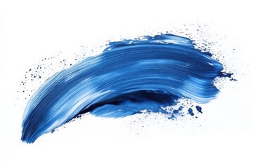 Poster - Beautiful blue paint stroke showcasing dynamic movement and texture on white canvas background in artistic expression