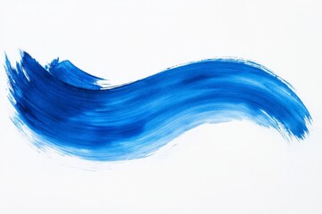 Fototapete - Vibrant blue brush stroke on white canvas showcases abstract creativity and artistic expression in a minimalist style