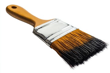 Poster - Brush used for painting with wooden handle and bristles showing signs of wear and paint residue