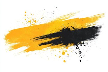 Aufkleber - Bold brush strokes of yellow and black create a striking contrast on a white canvas