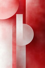 Poster - Bright red background showcases clean geometric shapes in overlapping layers, offering a dynamic visual appeal perfect for showcasing text and creative projects